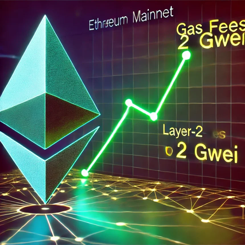 Ethereum Gas Fees Fall to 2 Gwei Amid Declining Mainnet Activity