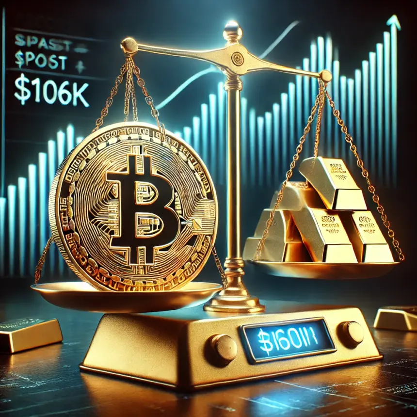 BTC Surges Past $106K, Reaching Record Value Relative to Gold