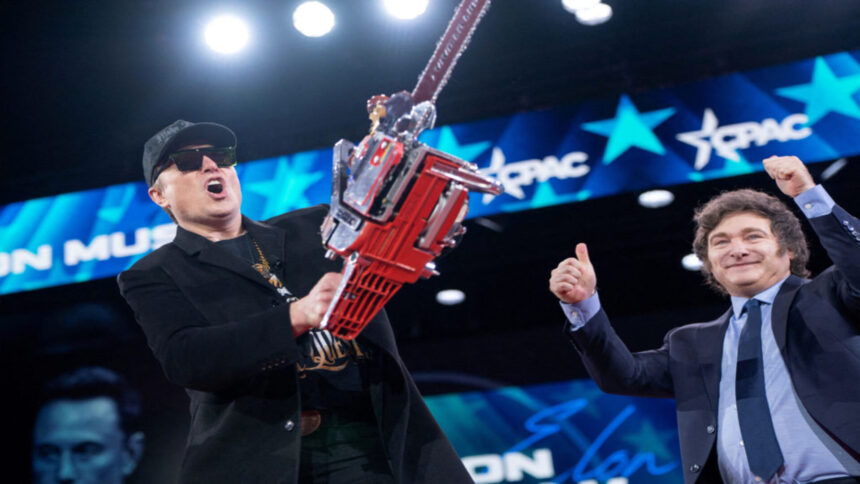 Elon Musk Wields Javier Milei’s Chainsaw at CPAC 2025 to Push for Government Cuts